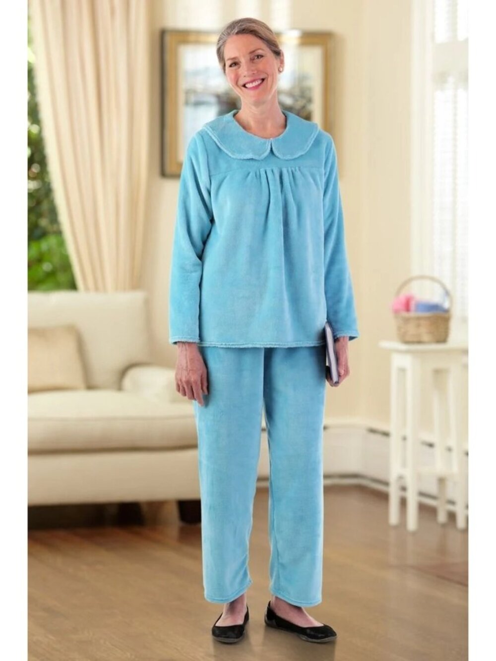 Buck and Buck Pajama Set Womens Size Medium Large Easy Dressing Fleece 2 Piece
